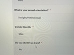 An application form asks candidates about their sexual orientation