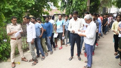 The exam was originally scheduled for October 1, 7 and 15, 2023 but only October 1 exam was held. On October 3, the board cancelled the October 1 (both shifts) and postponed the October 7 and 15 exams until further orders. (Photo by Santosh Kumar) The exam was originally scheduled for October 1, 7 and 15, 2023 but only October 1 exam was held. On October 3, the board cancelled the October 1 (both shifts) and postponed the October 7 and 15 exams until further orders. (Photo by Santosh Kumar)