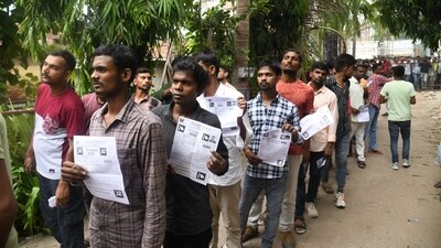 Candidates had to bring a printout of the admit card along with a valid photo ID to the exam venue. (Photo by Santosh Kumar) Candidates had to bring a printout of the admit card along with a valid photo ID to the exam venue. (Photo by Santosh Kumar)