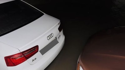 A Vadodara man shared a picture of his Audi submerged in water. (Reddit) A Vadodara man shared a picture of his Audi submerged in water. (Reddit)
