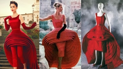 Emily goes vintage in 1956 Roberto Cappucci gown for latest poster (Photos: Instagram/X) Emily goes vintage in 1956 Roberto Cappucci gown for latest poster (Photos: Instagram/X)