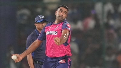 Ravichandran Ashwin bowls during the Indian Premier League (IPL) 2024 cricket match. (PTI) Ravichandran Ashwin bowls during the Indian Premier League (IPL) 2024 cricket match. (PTI)