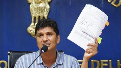 Saurabh Bharadwaj addresses a press conference on Wednesday. (HT Photo) Saurabh Bharadwaj addresses a press conference on Wednesday. (HT Photo)