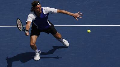 Stefanos Tsitsipas hits a volley against Thanasi Kokkinakis during their first round match on Tuesday. (Reuters) Stefanos Tsitsipas hits a volley against Thanasi Kokkinakis during their first round match on Tuesday. (Reuters)