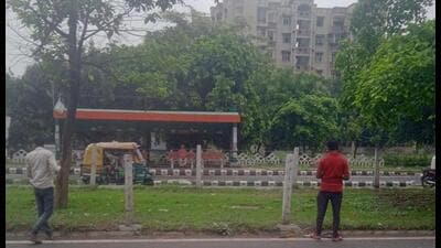The fencing, which was earlier damaged, is being repaired to prevent any further harm to trees and plants in the central verge and on green belts, said officials. (HT Photo) The fencing, which was earlier damaged, is being repaired to prevent any further harm to trees and plants in the central verge and on green belts, said officials. (HT Photo)