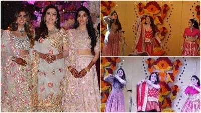 Nita Ambani with Isha Ambani and Shloka Mehta. (Instagram) Nita Ambani with Isha Ambani and Shloka Mehta. (Instagram)