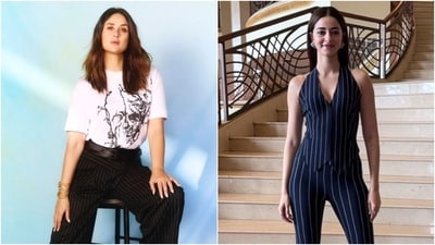 Kareena Kapoor and Ananya Panday wear stylish pinstriped outfits. (Instagram ) Kareena Kapoor and Ananya Panday wear stylish pinstriped outfits. (Instagram )
