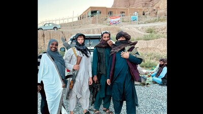 Travel influencer Geenyada Madow's post with Taliban. Travel influencer Geenyada Madow's post with Taliban.