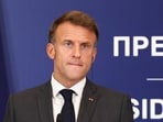 French President Emmanuel Macron looks on during a joint press conference with Serbian President Aleksandar Vucic (not pictured), at the Palace of Serbia building in Belgrade, Serbia, August 29, 2024.