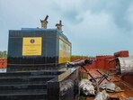 Malvan: A statue of Chhatrapati Shivaji Maharaj, erected by the Navy and inaugurated by Prime Minister Narendra Modi last year, collapses at Rajkot Fort, in Malvan. Malvan: A statue of Chhatrapati Shivaji Maharaj, erected by the Navy and inaugurated by Prime Minister Narendra Modi last year, collapses at Rajkot Fort, in Malvan.