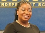 The image shows assistant principal Candra Rogers, who was blinded in one eye by an 11-year-old student. The image shows assistant principal Candra Rogers, who was blinded in one eye by an 11-year-old student.