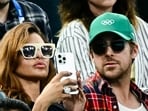 US actress Eva Mendes (L) and her partner Canadian actor Ryan Gosling (R) attend the artistic gymnastics women's uneven bars final during the Paris 2024 Olympic Games at the Bercy Arena in Paris, on August 4, 2024. US actress Eva Mendes (L) and her partner Canadian actor Ryan Gosling (R) attend the artistic gymnastics women's uneven bars final during the Paris 2024 Olympic Games at the Bercy Arena in Paris, on August 4, 2024.