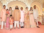 Mukesh Ambani, Akash Ambani, Shloka Ambani, Anand Piramal and Isha Ambani are seen. 