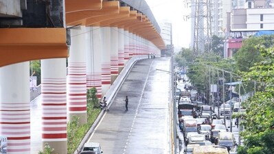 The structure is expected to significantly ease road traffic at Pleasant Park, Hatkesh, and Silver Park Junctions in Mira Road. HT Photo The structure is expected to significantly ease road traffic at Pleasant Park, Hatkesh, and Silver Park Junctions in Mira Road. HT Photo