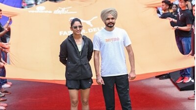 Harmanpreet Kaur and Sarabjot Singh during the event Harmanpreet Kaur and Sarabjot Singh during the event