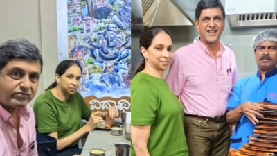Prakash Padukone and Ujjala Padukone seen enjoying a South Indian meal in Bengaluru. (Screengrab/X@VidyarthiBhavan) Prakash Padukone and Ujjala Padukone seen enjoying a South Indian meal in Bengaluru. (Screengrab/X@VidyarthiBhavan)