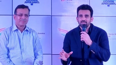 LSG mentor Zaheer Khan with owner Sanjiv Goenka LSG mentor Zaheer Khan with owner Sanjiv Goenka