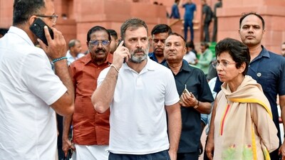 Leader of Opposition in Lok Sabha Rahul Gandhi and Congress MP Kumari Selja seen outside Parliament House. (ANI) Leader of Opposition in Lok Sabha Rahul Gandhi and Congress MP Kumari Selja seen outside Parliament House. (ANI)