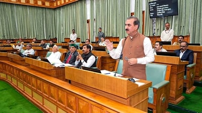 Himachal Pradesh Chief Minister Sukhvinder Singh Sukhu speaks during the Monsoon session of the Himachal Pradesh Legislative Assembly, in Shimla. (PTI)