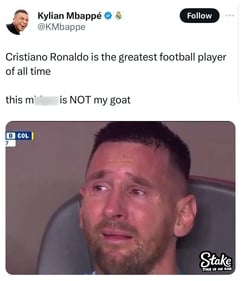 The account posted a derogatory remark on Messi. (X) The account posted a derogatory remark on Messi. (X)