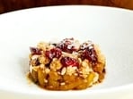 Ultimate guilt-free dessert: This gluten-free Stewed Apple and Cranberry Crumble will change your dessert game forever! (Photo by Indian Accent, New Delhi)