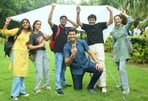 Students at Ramjas College soak in the excitement on the first day in campus. 
(L-R) Tarini Singh, Sameeksha Yadav, Abhishek, Ishan Mehra, Nikhil Kumar and Diksha Balhara.