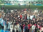 Students protest outside Gudlavalleru College of Engineering at Gudivada in Andhra Pradesh on Thursday. (HT photo) Students protest outside Gudlavalleru College of Engineering at Gudivada in Andhra Pradesh on Thursday. (HT photo)