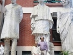 Sculptor Ram Sutar (L) and Anil Sutar at their studio in sector 63, Noida. Sculptor Ram Sutar (L) and Anil Sutar at their studio in sector 63, Noida.