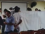 Kolkata doctor's rape-murder case: The photograph showed multiple individuals inside the seminar hall of RG Kar Medical College. Kolkata doctor's rape-murder case: The photograph showed multiple individuals inside the seminar hall of RG Kar Medical College.
