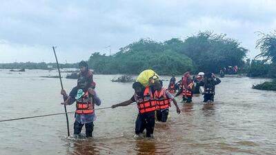 A rescue operation in Jamnagar. (X) A rescue operation in Jamnagar. (X)