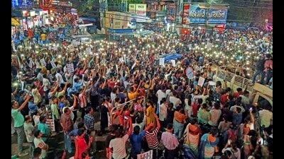 Birbhum: People protest against the rape and murder of a Kolkata's trainee doctor, in Birbhum district, Thursday, Aug. 29, 2024. (PTI Photo) (PTI) Birbhum: People protest against the rape and murder of a Kolkata's trainee doctor, in Birbhum district, Thursday, Aug. 29, 2024. (PTI Photo) (PTI)