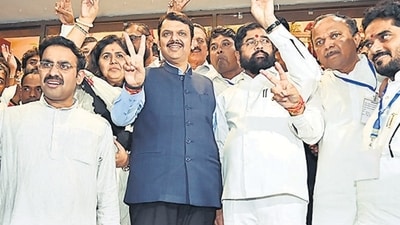 CM Eknath Shinde and Dy CM Devendra Fadnavis. (Photo by Anshuman Poyrekar/ Hindustan Times) (Hindustan Times) CM Eknath Shinde and Dy CM Devendra Fadnavis. (Photo by Anshuman Poyrekar/ Hindustan Times) (Hindustan Times)
