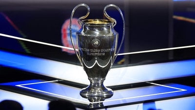 This photograph shows the UEFA Champions League trophy during the draw. (AFP) This photograph shows the UEFA Champions League trophy during the draw. (AFP)