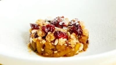 Ultimate guilt-free dessert: This gluten-free Stewed Apple and Cranberry Crumble will change your dessert game forever! (Photo by Indian Accent, New Delhi) Ultimate guilt-free dessert: This gluten-free Stewed Apple and Cranberry Crumble will change your dessert game forever! (Photo by Indian Accent, New Delhi)