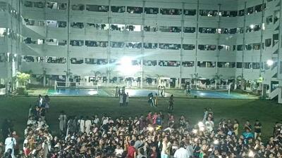 Hundreds of girl students staged a night-long dharna at Gudlavalleru College of Engineering (HT Photo/Sourced) Hundreds of girl students staged a night-long dharna at Gudlavalleru College of Engineering (HT Photo/Sourced)