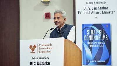 Jaishankar spoke extensively on India’s foreign policy and relations with countries in the neighbourhood and with key global powers such as China, Russia and the US at an event to mark the release of the book “Strategic Conundrums: Reshaping India’s foreign policy” by former ambassador Rajiv Sikri. (DrSJaishankar - X) Jaishankar spoke extensively on India’s foreign policy and relations with countries in the neighbourhood and with key global powers such as China, Russia and the US at an event to mark the release of the book “Strategic Conundrums: Reshaping India’s foreign policy” by former ambassador Rajiv Sikri. (DrSJaishankar - X)