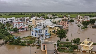Kutch: A flooded area at Kothara village in Kutch district, Friday, Aug. 30, 2024. The India Metrological Department (IMD) has warned that a deep depression over the Kutch region might turn into a cyclonic storm. (PTI Photo)(PTI08_30_2024_000229B) (PTI) Kutch: A flooded area at Kothara village in Kutch district, Friday, Aug. 30, 2024. The India Metrological Department (IMD) has warned that a deep depression over the Kutch region might turn into a cyclonic storm. (PTI Photo)(PTI08_30_2024_000229B) (PTI)