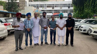 Members of the ‘Kale Pani Da Morcha’ filed a police complaint against officials of the Punjab Pollution Control Board (PPCB) and the special purpose vehicles (SPVs) of the dyeing industry at Tibba Road police station here today and demanded registration of an FIR and criminal prosecution proceedings against them. (HT Photo) Members of the ‘Kale Pani Da Morcha’ filed a police complaint against officials of the Punjab Pollution Control Board (PPCB) and the special purpose vehicles (SPVs) of the dyeing industry at Tibba Road police station here today and demanded registration of an FIR and criminal prosecution proceedings against them. (HT Photo)