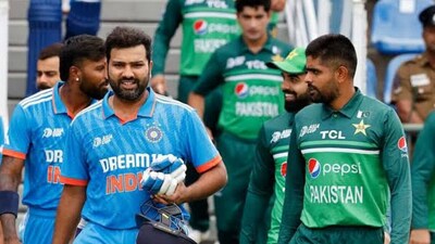 India captain Rohit Sharma and Pakistan captain Babar Azam India captain Rohit Sharma and Pakistan captain Babar Azam