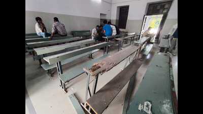 Some classrooms located at Arts Quadrangle are also crying for attention. (HT)