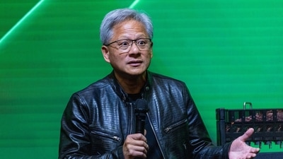 Jensen Huang, co-founder and chief executive officer of Nvidia Corp., during a news conference in Taipei, Taiwan, on Monday, June 4, 2024. (Bloomberg)