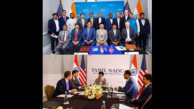 Tamil Nadu chief minister M K Stalin during a meeting with business leaders, in San Francisco, US. (PTI) Tamil Nadu chief minister M K Stalin during a meeting with business leaders, in San Francisco, US. (PTI)