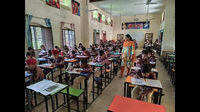 The principal of the School of Eminence, Division III, Ranjit Kaur, informed that two tests will be conducted each month till November. (HT Photo) The principal of the School of Eminence, Division III, Ranjit Kaur, informed that two tests will be conducted each month till November. (HT Photo)