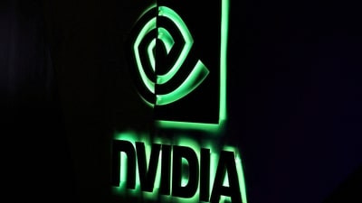A NVIDIA logo is shown at SIGGRAPH 2017 in Los Angeles, California, US. (Reuters)