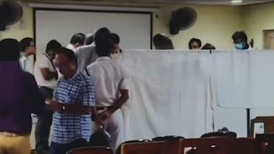 Kolkata doctor's rape-murder case: The photograph showed multiple individuals inside the seminar hall of RG Kar Medical College. Kolkata doctor's rape-murder case: The photograph showed multiple individuals inside the seminar hall of RG Kar Medical College.