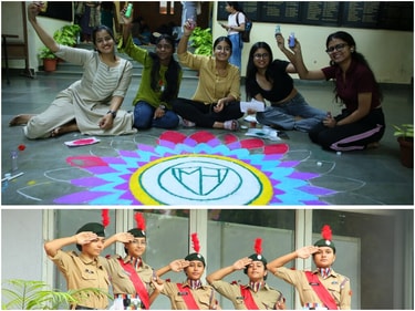 Seniors gear up to welcome with a grand celebration with rangolis and special performances, ready to make their first day unforgettable!
(L - R) Aditi Vats, Mohini, Kalpana, Tanisha Chauhan and Anushka Singh at Miranda House making a Rangoli as part of the celebration; NCC Cadets practicing for the grand welcome at Miranda House (Photos: Manoj Verma/HT) Seniors gear up to welcome with a grand celebration with rangolis and special performances, ready to make their first day unforgettable!
(L - R) Aditi Vats, Mohini, Kalpana, Tanisha Chauhan and Anushka Singh at Miranda House making a Rangoli as part of the celebration; NCC Cadets practicing for the grand welcome at Miranda House (Photos: Manoj Verma/HT)