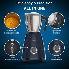 The Crompton Ameo Pro mixer grinder’s powerful motor and versatile jars make quick work of all your kitchen tasks. The Crompton Ameo Pro mixer grinder’s powerful motor and versatile jars make quick work of all your kitchen tasks.