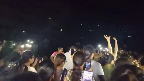 Female students protest after hidden camera was found in girls' hostel washroom in Andhra Pradesh. (screengrab)