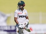 Pakistan's Babar Azam reacts as he walks off the field after his dismissal during the second day of second test cricket match between Pakistan and Bangladesh Pakistan's Babar Azam reacts as he walks off the field after his dismissal during the second day of second test cricket match between Pakistan and Bangladesh