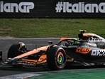 McLaren's British driver Lando Norris drives during the qualifying session.
